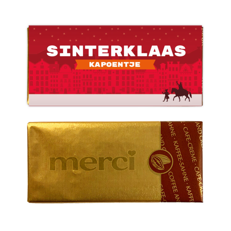 Sinterklaas kapoentje chocolade Merci mini reep