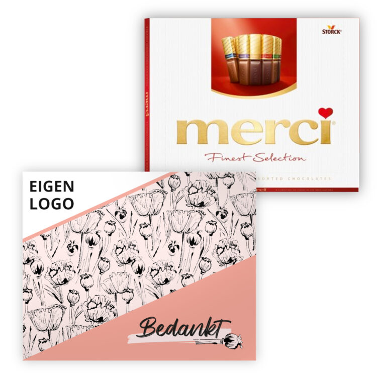 Merci chocolade met bloemen