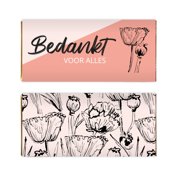 merci chocolade reepje met bloemen