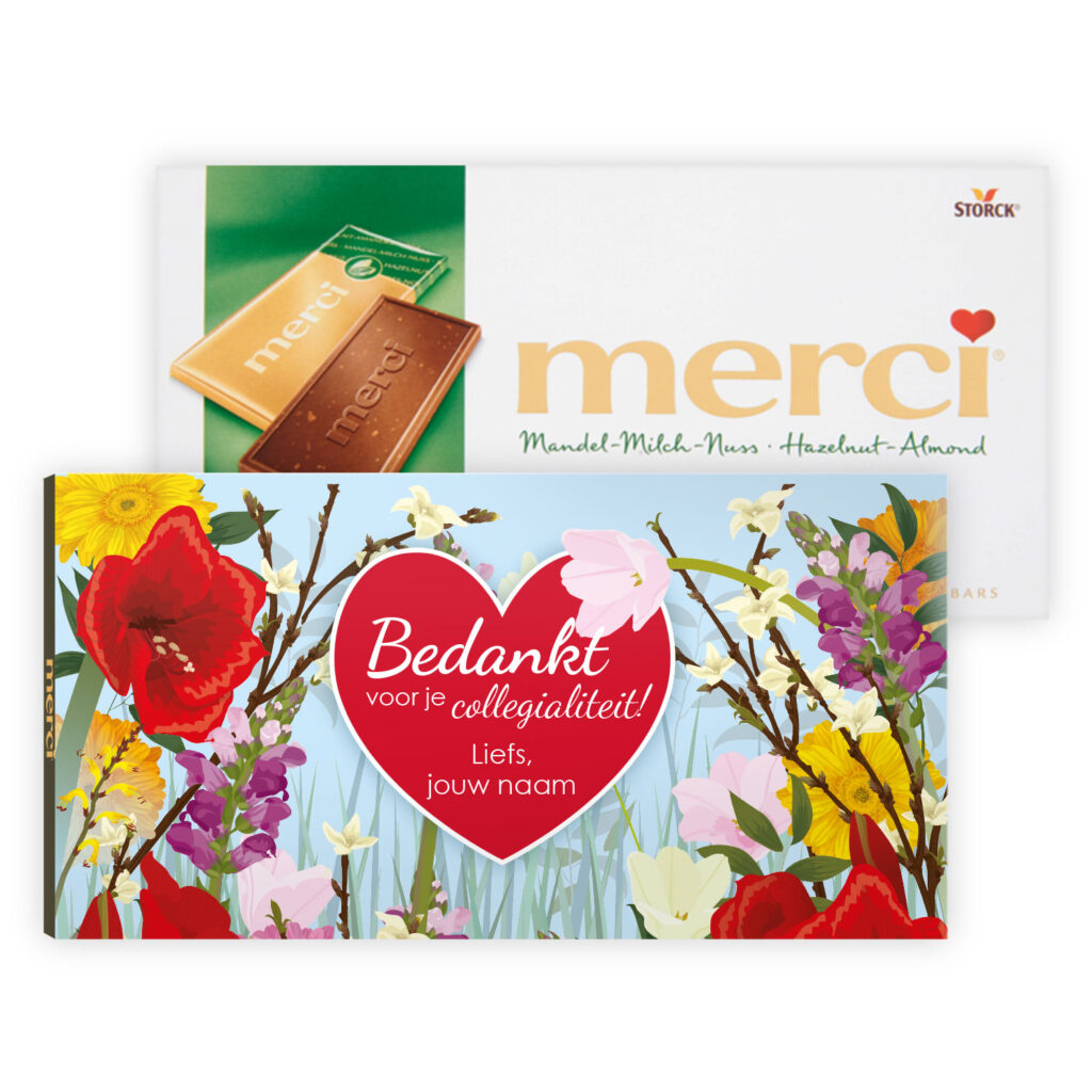 Merci chocolade reepjes met bloemen