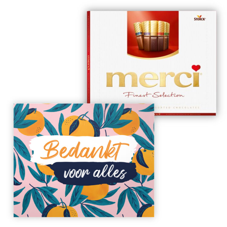 Bedankt voor alles chocolade Merci