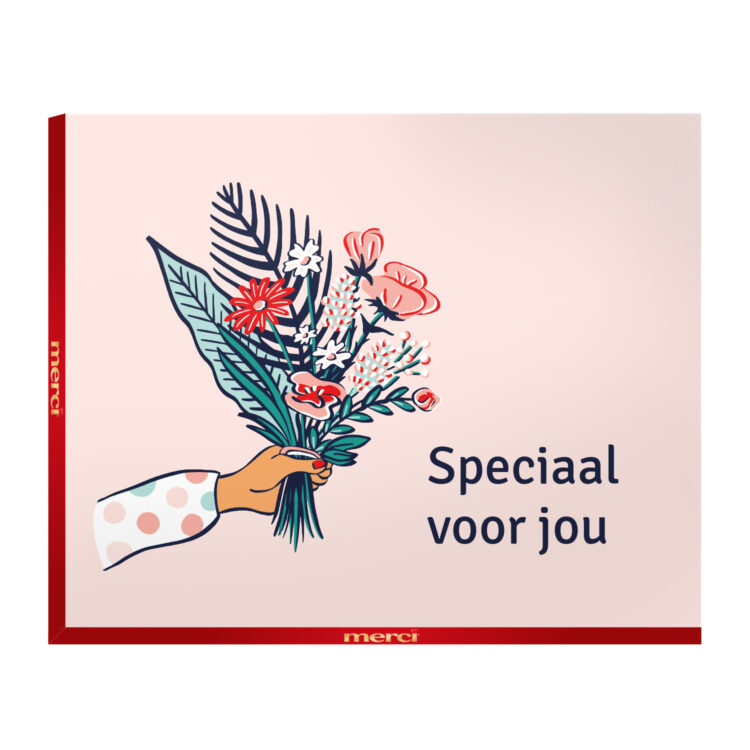 merci chocolade bloemen