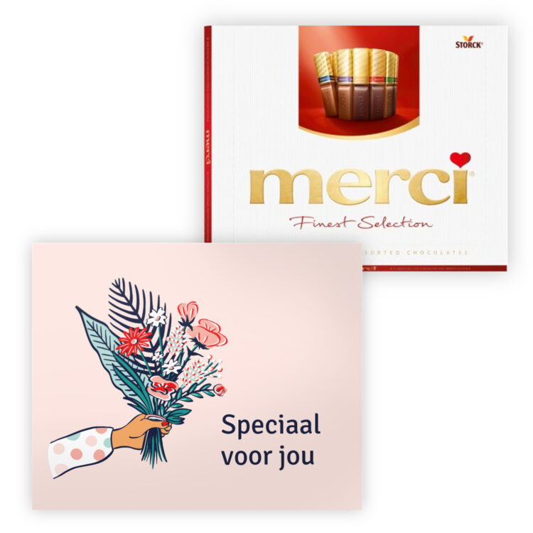 merci chocolade bloemen