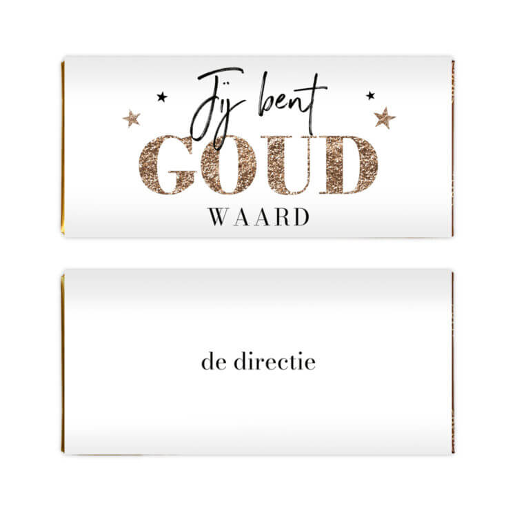 Goud waard chocolade bedankje