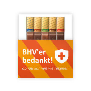 Merci Minibox 5 BHV’er Bedankt met oranje opdruk en wit schild – bedankje voor Dag van de BHV